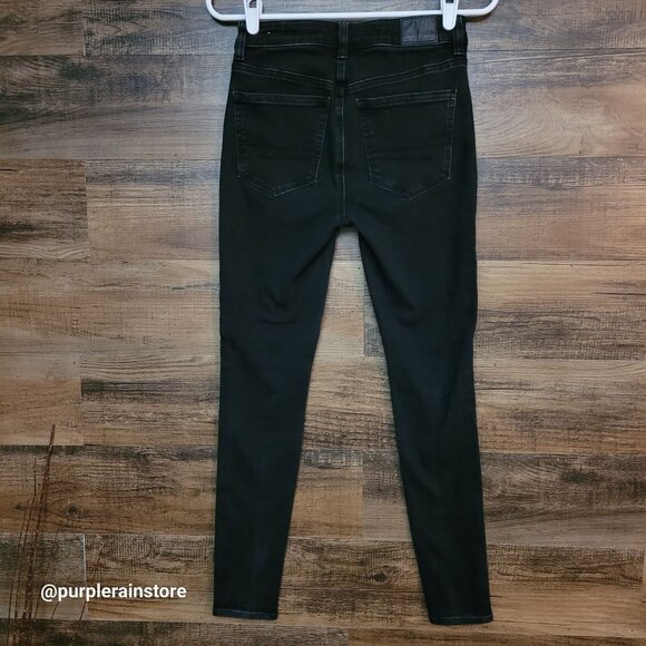 American Eagle Jeans 2 R Dream Jegging Hi Rise Tummy Control Black Wash Denim - Picture 2 of 13